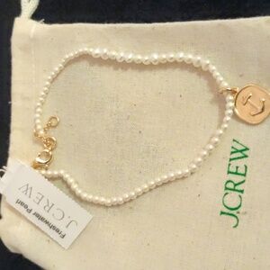 J. Crew Gold Charm Pearl Ankle Bracelet
